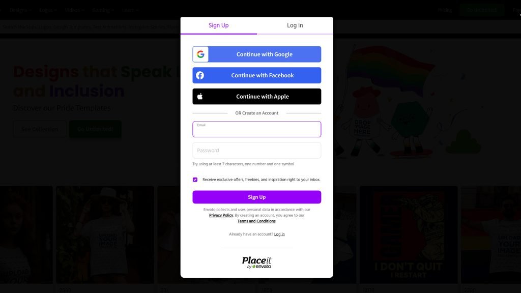 1. Create A Placeit Account